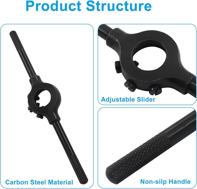 OSVJE 1" Die Round Die Stock Holder, Thread Tap Wrench Steel Body Stock Holder with Additional Screws, Adjustable Removable Handle for Mechanics/Tradespeople - Image 3